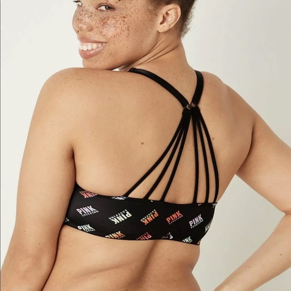 VS PINK Everywhere bra Size 38B Front Close
Strappy Back Rainbow Logo New - Picture 7 of 7